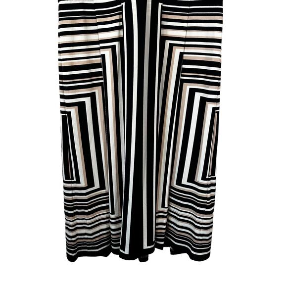 London Times Women's Striped Knee Jersey Midi Dress Black Taupe Career Office - Picture 6 of 11